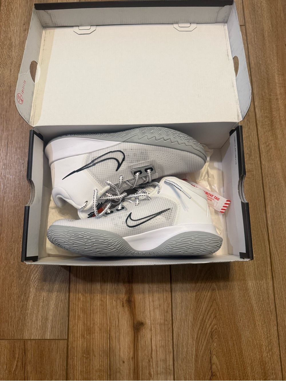 Kyrie flytrap White & Gray Basketball Shoes with Black Swoosh